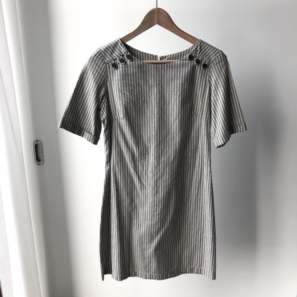 Jennifer Glasgow Blue/Cream Striped Dress - Picture 1 of 4